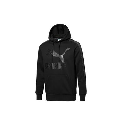 Puma Повседневная толстовка с капюшоном и длинным рукавом с принтом, мужские топы, черный 596739-01