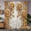 2-piece HD Digital Yellow Abstract Rose Curtain Home Decoration Style Decoration Living Room Bedroom Through Rod Curtain Effect
