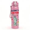 1PC Welcome To New York Letter 750ml Color Plastic Sports Water Bottle Leakproof Flip Straw Lid Suitable for Sports Office Home Use
