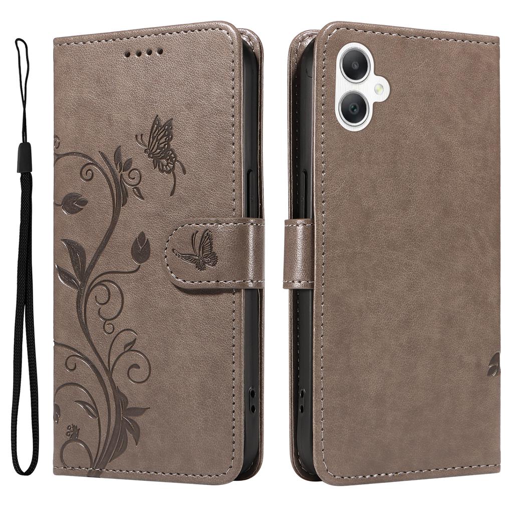 Для Samsung Galaxy A06 4G Чехлы из ПУ кожи с цветочным узором Кошелек Подставка Чехол для телефона с ремешком