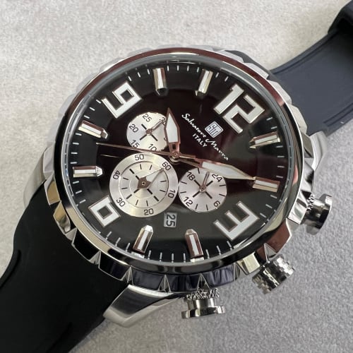 [Salvatore Marra] Men's Watch Chronograph Business Analog Quartz Black SSBKBK with Cross
