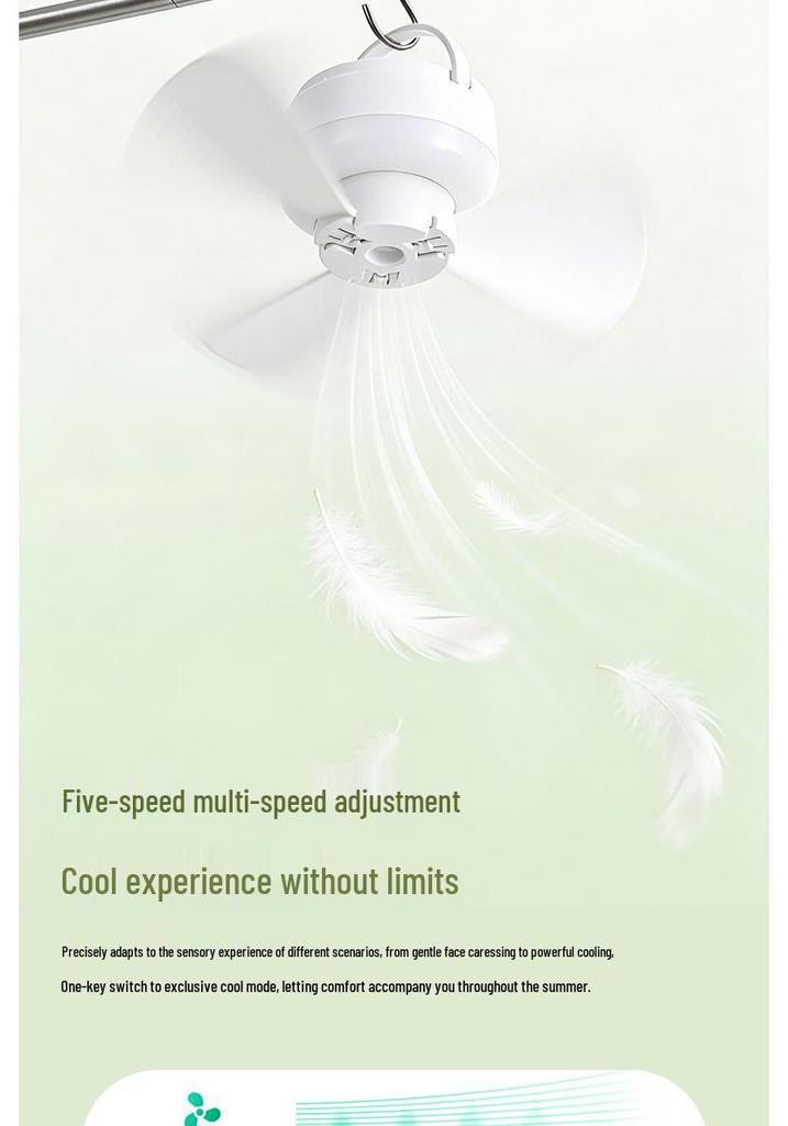 Smart USB Rechargeable Fan with Night Light for Dorms and Camping