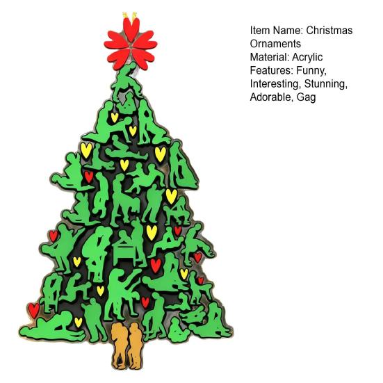 The Naughty Tree Cheeky Christmas Ornament Green Tree Shaped Christmas Hanging Decor Funny Adults Posture Ornaments Gag Gifts for Couples