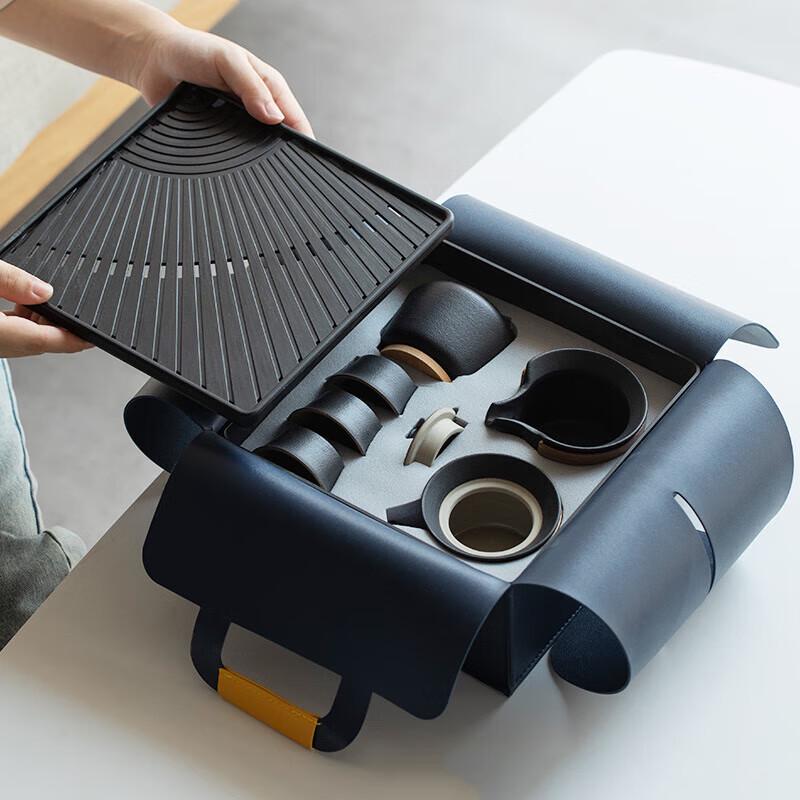 Portable Ceramic Tea Set with Caddy