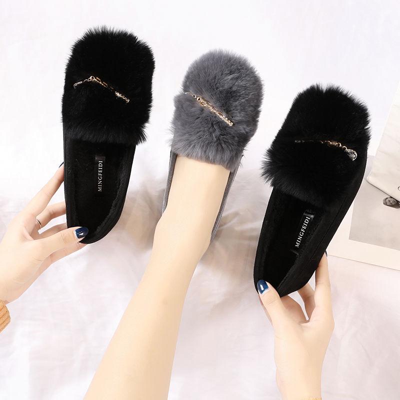 Женская шерстяная обувь осенью и зимой. Плюшевая женская обувь. Туфли на плоской подошве. Детская обувь для беременных. Плюшевая обувь из плотного хлопка.