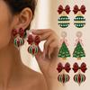 1 pair Glitter Finish Bowknot Earrings Simulated Pearl Holiday Jewelry  Women