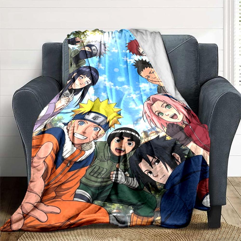 Naruto Blanket Comfortable Perfect for Office Chair Sofa Couch All-Season Use Playful Design Gifts For Family Or Friends