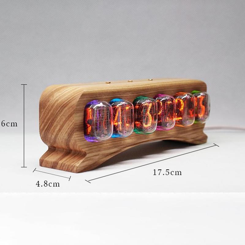 IN12 Nixie Tube Clock Solid Wood Desk Clocks Interior Minimalist Desktop Digital Tube Clock Unique Elegant Table Clocks Living Room Decor Ornaments