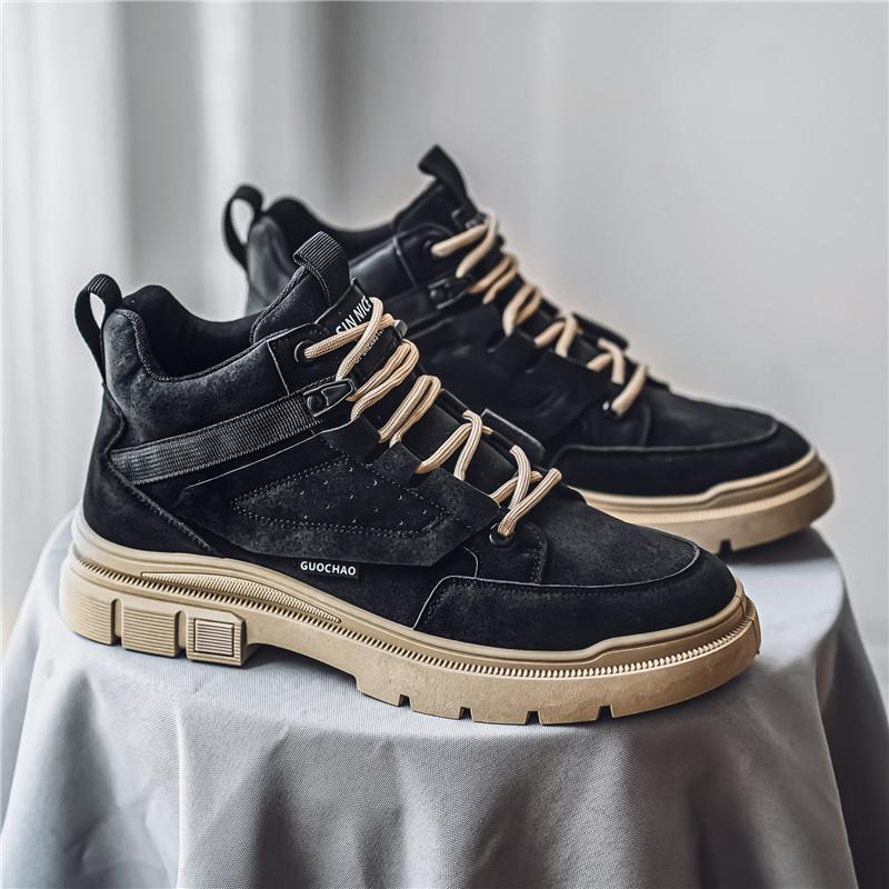 Men's Shoes Martin Boots Autumn New Outdoor Leisure Medium and High-top Trendy Shoes Men's Platform Retro Trendy Shoes