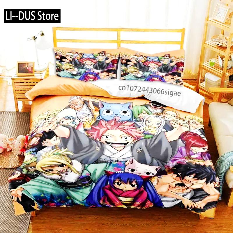 3D аниме Fairy Tail комплект постельного белья кровать из трех предметов пододеяльник односпальная двуспальная кровать пододеяльник размера Queen размер комплект для взрослых мальчиков спальня