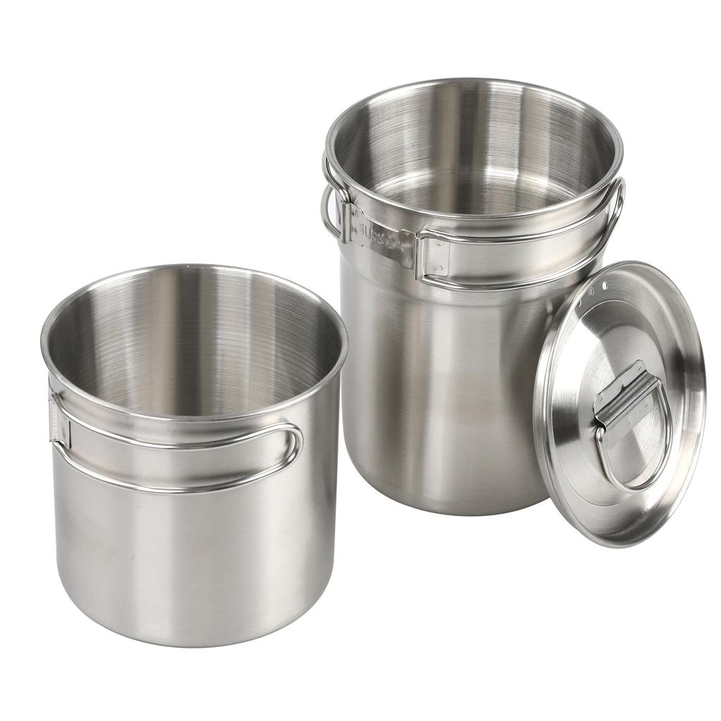 Stainless Steel Cookware Set Camping Cup Outdoor Portable Cooking Pot 2-3 People Camping Cookware