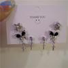3pairs/set Star Butterfly Stud Earrings Set for Women Zircon Crystal Silver Earings Accessories Jewelry