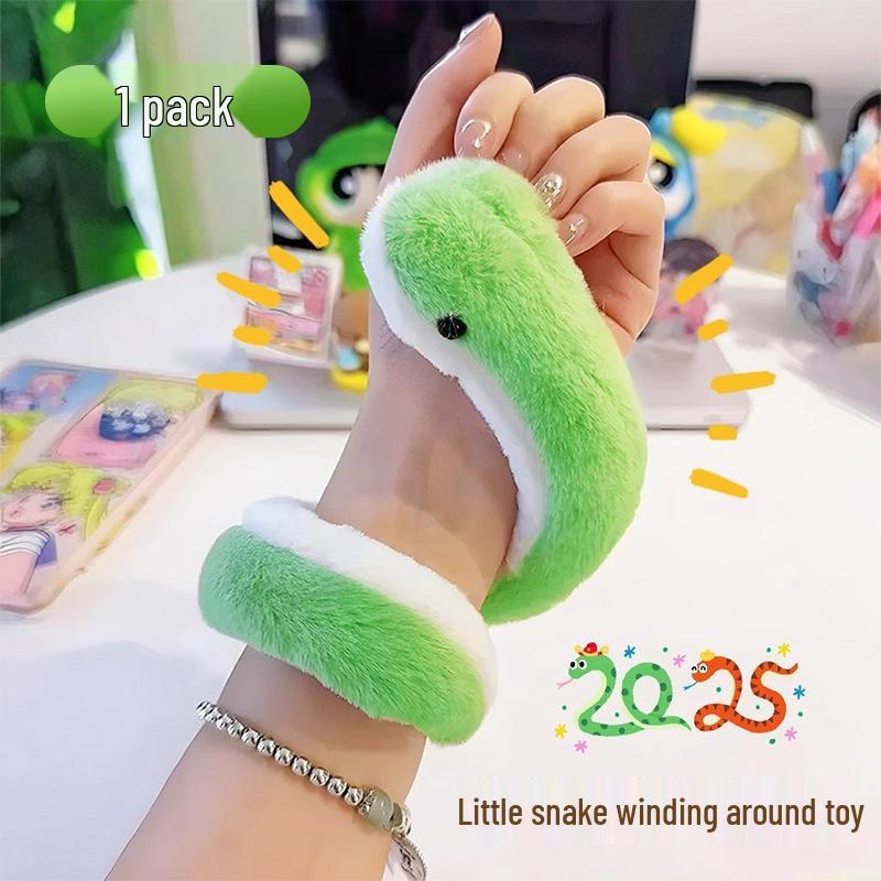 Green Snake Plush Hand Puppet - Cute Toy for Boys and Girls, Year of the Snake Mascot Gift