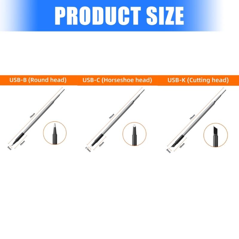 USB-совместимый паяльник Наконечник Высокая теплопроводность Медные материалы Быстрая замена Менее 30 секунд