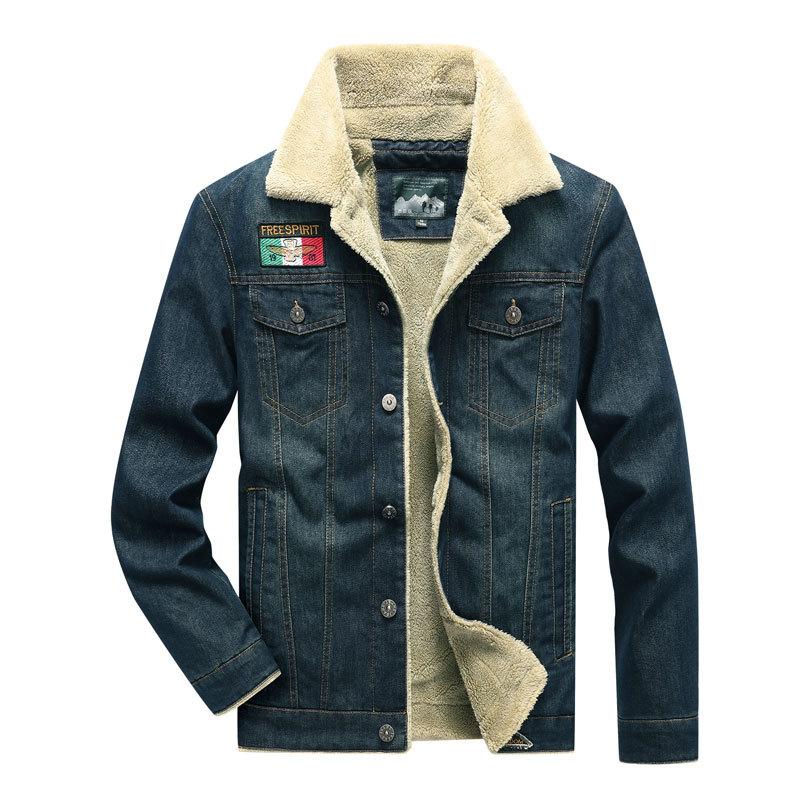 Зимняя мужская джинсовая куртка с хлопковой подкладкой, повседневное хлопковое пальто большого размера, бархатное толстое пальто