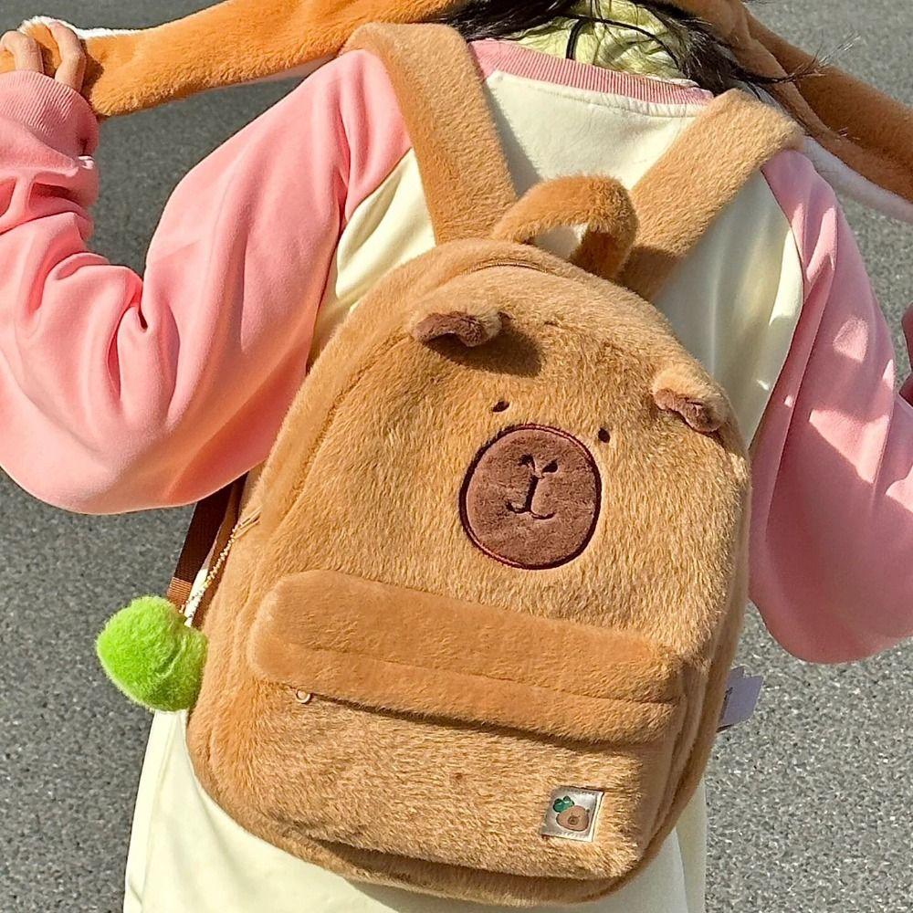 School Bag Capybara Shoulder Bag Large Capacity Cartoon Capybara Handbag  Kids Birthday Gift