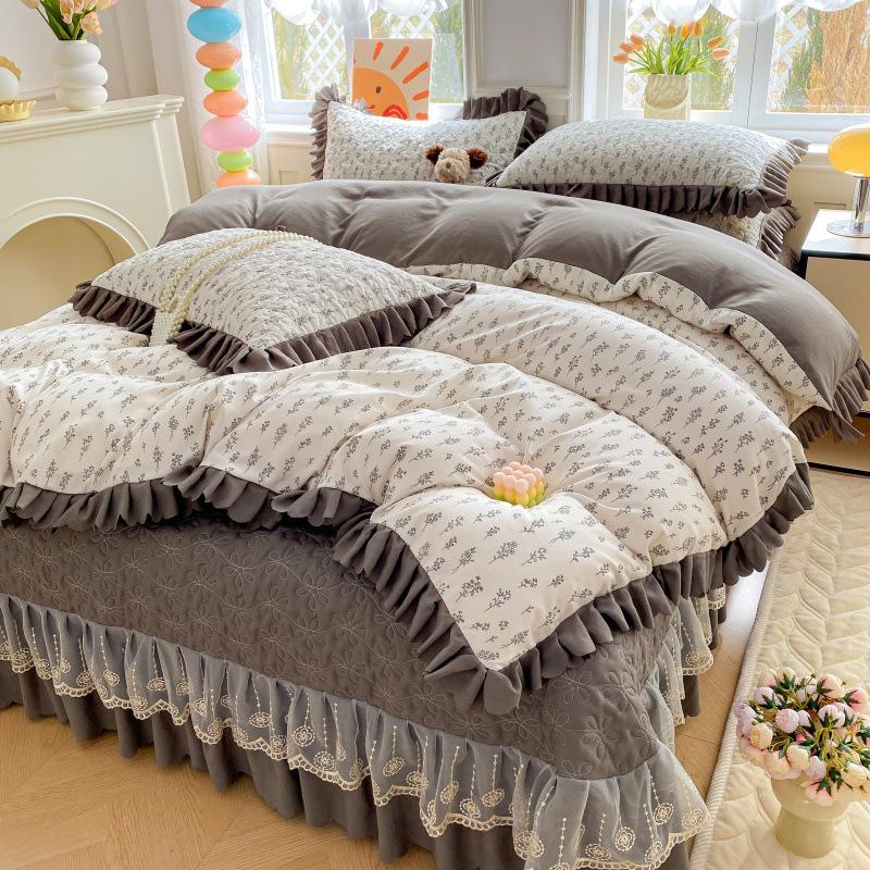 Комплект постельного белья класса А для матери и младенца, 4 предмета, утолщенные стеганые простыни, 3 предмета, комплект маленького жаккардового пододеяльника из бамбукового хлопка, осень, зима