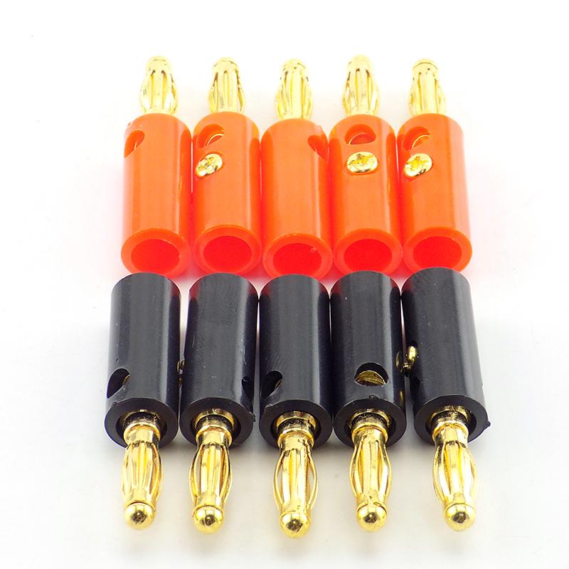 10Pcs Red Black 4mm Banana Plug Socket Connector Gold Plated / Nickel Plated 4mm Banana Male Female Binding Post Speaker Cable