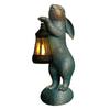 Garden Rabbit Figurine with Solar Lantern Indoor Outdoor Resin Bunny Statue Sculpture