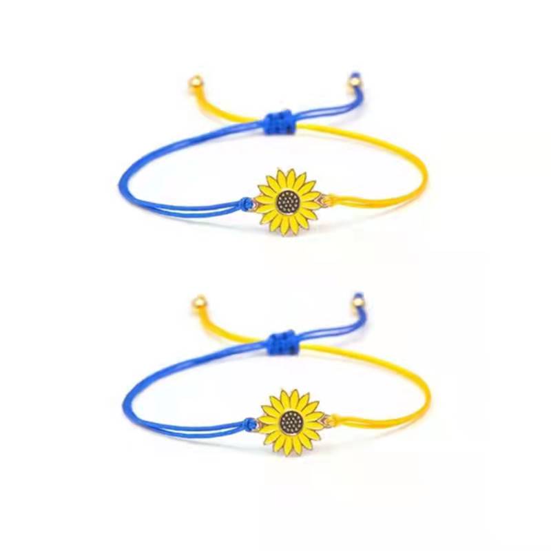 Charm Yellow Blue Ukraine Bracelets For Women Men Handmade Ukrainian Flag Color Woven String Bracelet New Design Couple Jewelry