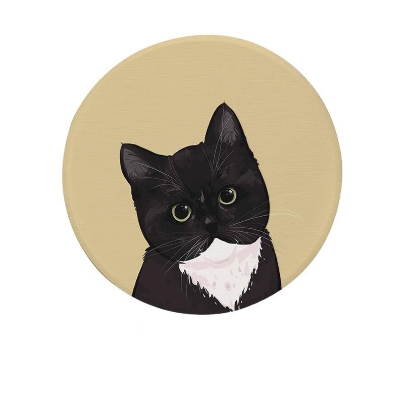 1/2 шт. быстросохнущий жесткий коврик для напитков с рисунком, коврик для чашки чая, антиожоговый коврик для декора стола, коврик для чашки с котом, декор для посуды 10 см
