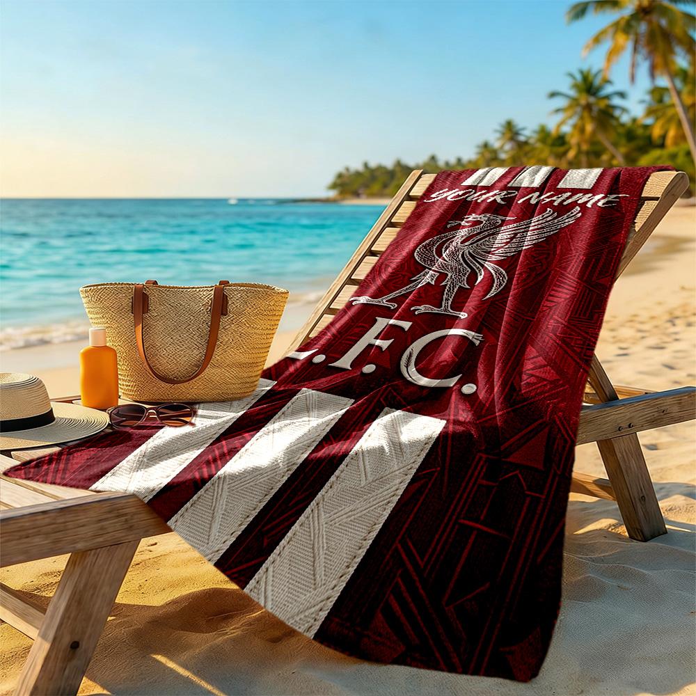 Liverpool Fc Personalized Name Beach Towel Super Soft Absorbent Ideal For Travel Outdoor Swim Pool Yoga Surf Camping Hiking Gym Gift Holiday