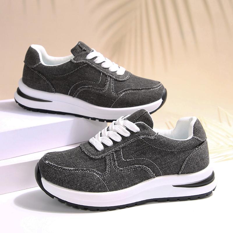 Fashion Women's Spring Autumn Casual Sports Shoes Plus Size Fashion Blue Denim Platform Sneakers Woman Thick Sole Non Slip Walking Shoes