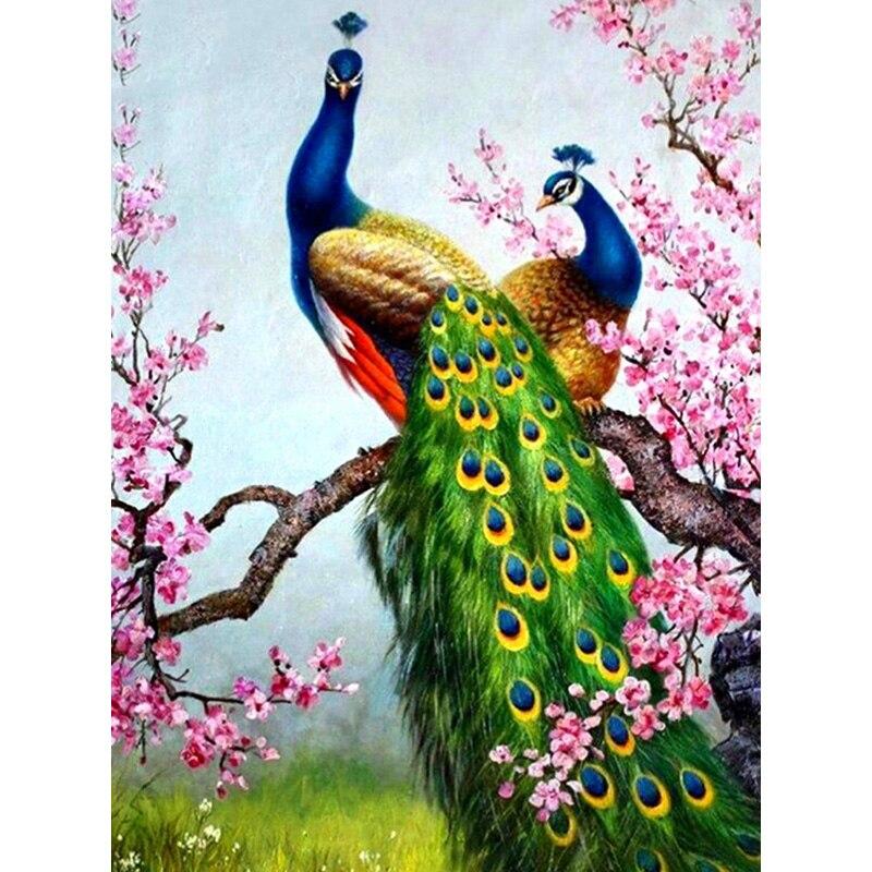 Embroidery New Diy 5d Diamond Peacock Cross Stitch Animal Diamond Painting Full Square Round Drill Mosaic Home Decor Art Gift