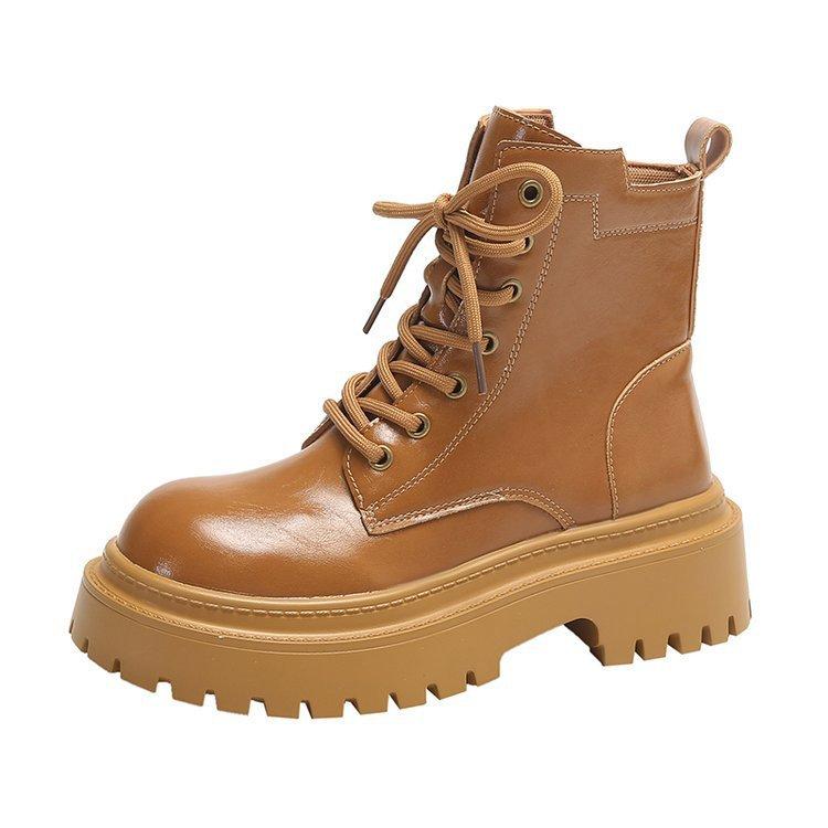 Ботинки женские весна-осень с юбкой короткие ботинки толстая подошва ретро внутренняя толстая подошва модные и удобные