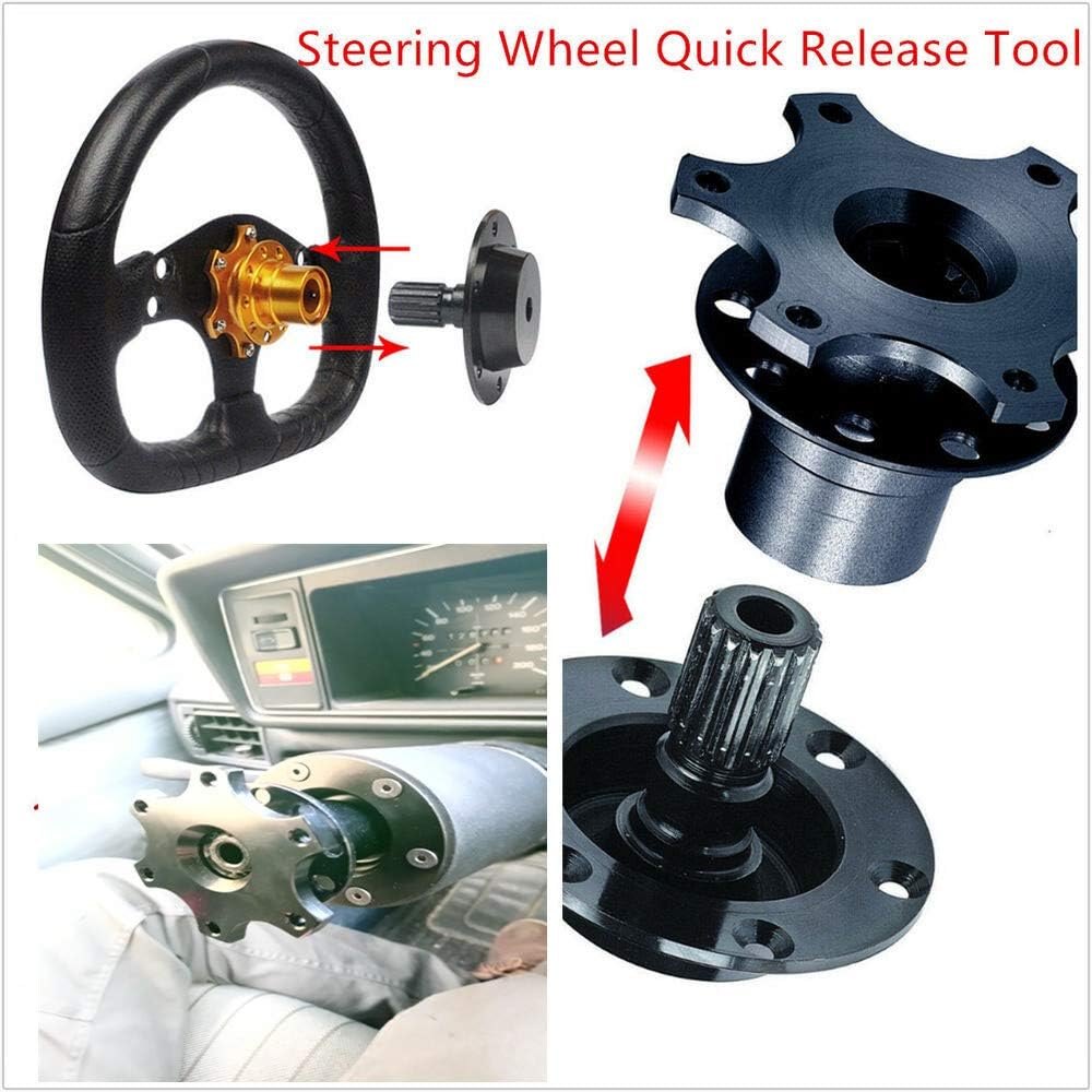 BestTeam Universal Steering Wheel Snap Off Quick Release Hub Adapter Boss Kit With 6-Hole Steering Wheel Hub (Red)