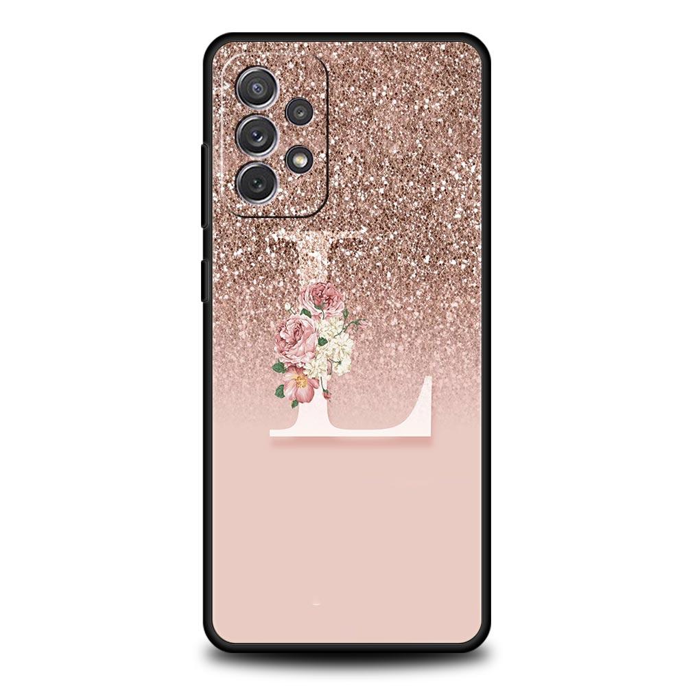 Розовый блестящий чехол для телефона с буквой M R для Samsung A51 A71 A21S A12 A11 A15 A25 A31 A41 A23 A33 A53 A73 A03S A05S A13 5G A35 A55