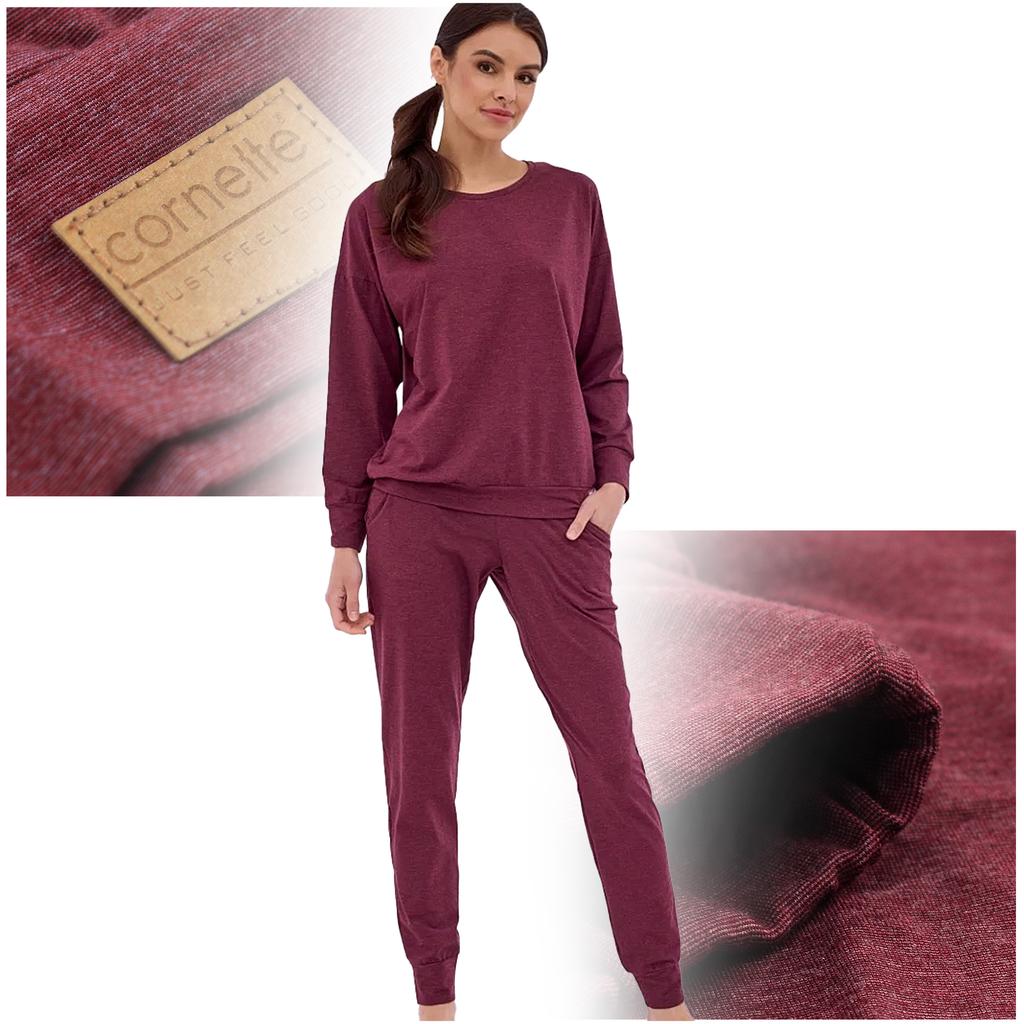 Cornette Women's Tracksuit Set Long Sleeve Modal Cotton Burgundy