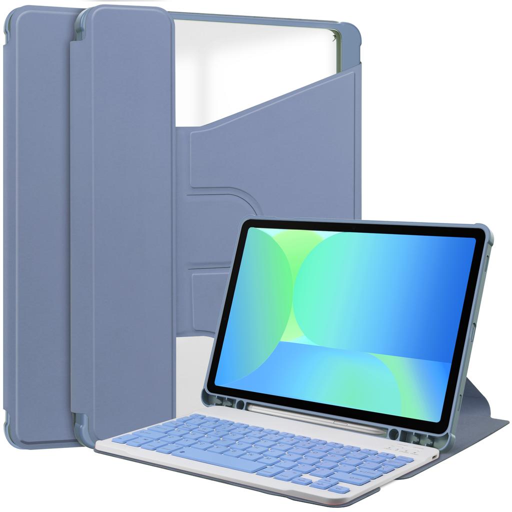 Чехол для Samsung Galaxy Tab S10 Lite/S10 FE/S9 FE, с вращающейся на 360 градусов подставкой, из ПУ-кожи + Акриловая крышка для планшета (Без клавиатуры)