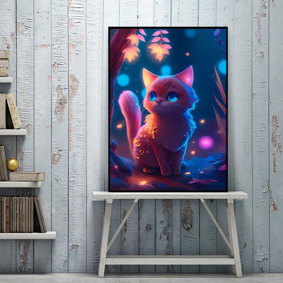 Пейзаж с бриллиантами, милый кот, принт, дизайн, улучшение координации, снятие стресса, мозаика, алмазная вышивка, украшение для дома, сделай сам, подарок