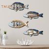 4Pcs Nautical Fish Shape Wall Decoration Hand-Painted Multi-Color Design Handcrafted Coastal Decor Coastal Lake Theme Decor