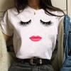 Makeup Art Eyelashes Print Top Female T-Shirt Summer Harajuku Women Tshirt Streetwear Lady 90S Girls Short Sleeve Tee Tops