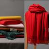 2025 New Autumn/Winter Women'S Sky Solid Color Imitation Cashmere Scarf Single Color Thickened Warm Shawl Candy Color