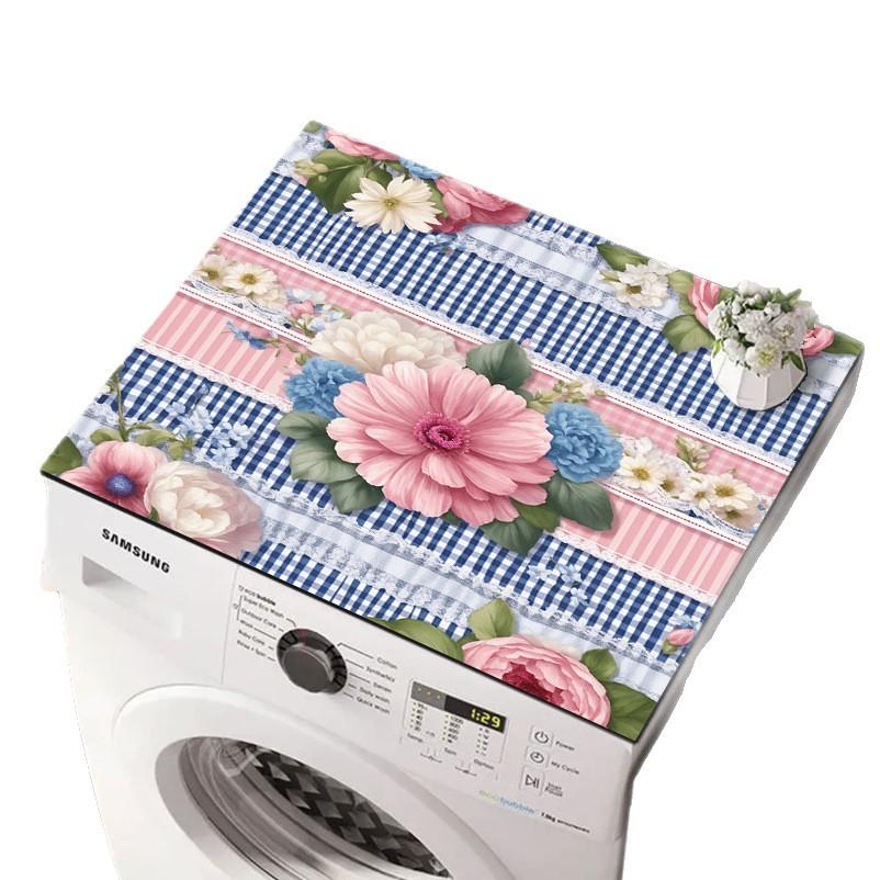 Синяя бабочка и ромашка Впитывающий нескользящий коврик для сушки посуды, пылезащитный чехол-накладка для стиральной машины, коврик для кухни, прачечной