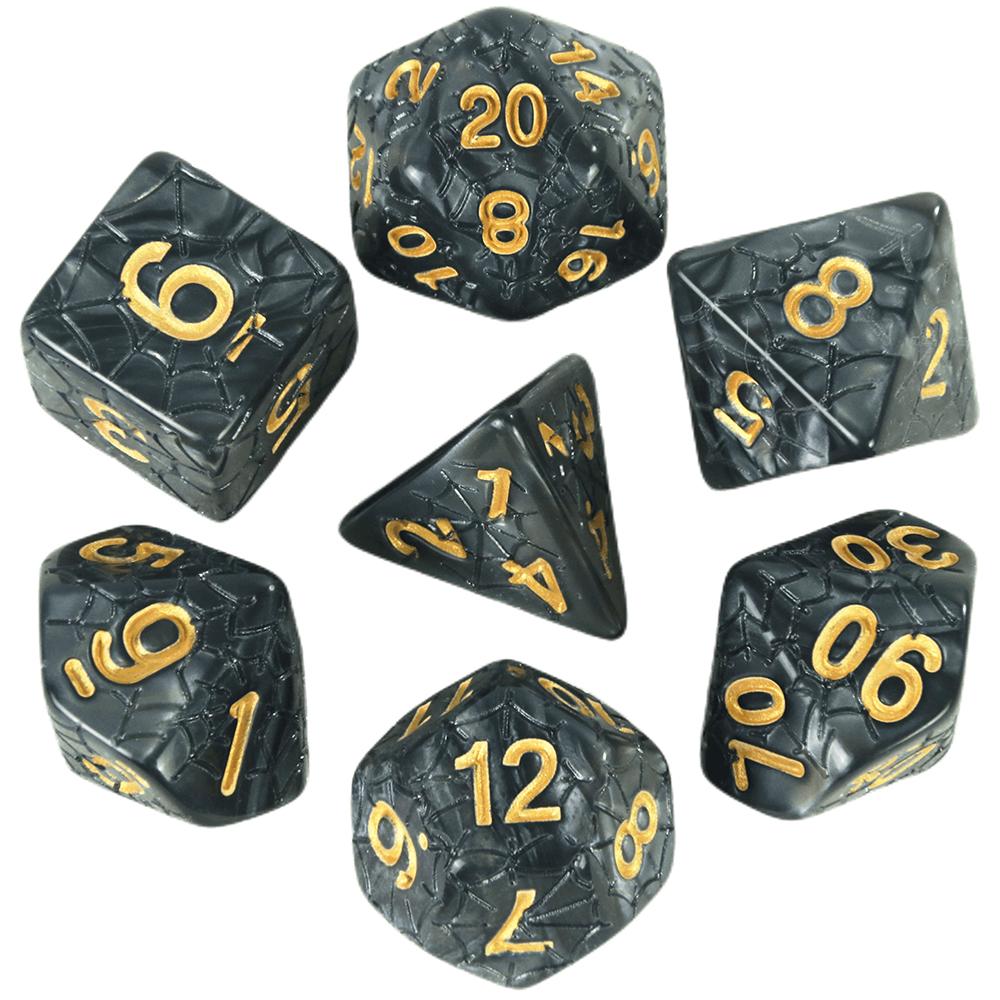 Набор многогранных игральных костей с мрамором 7 шт. игральных костей DND для настольных игр /аксессуары для вечеринок по обучению математике, игральные кости с гравировкой в виде паутины