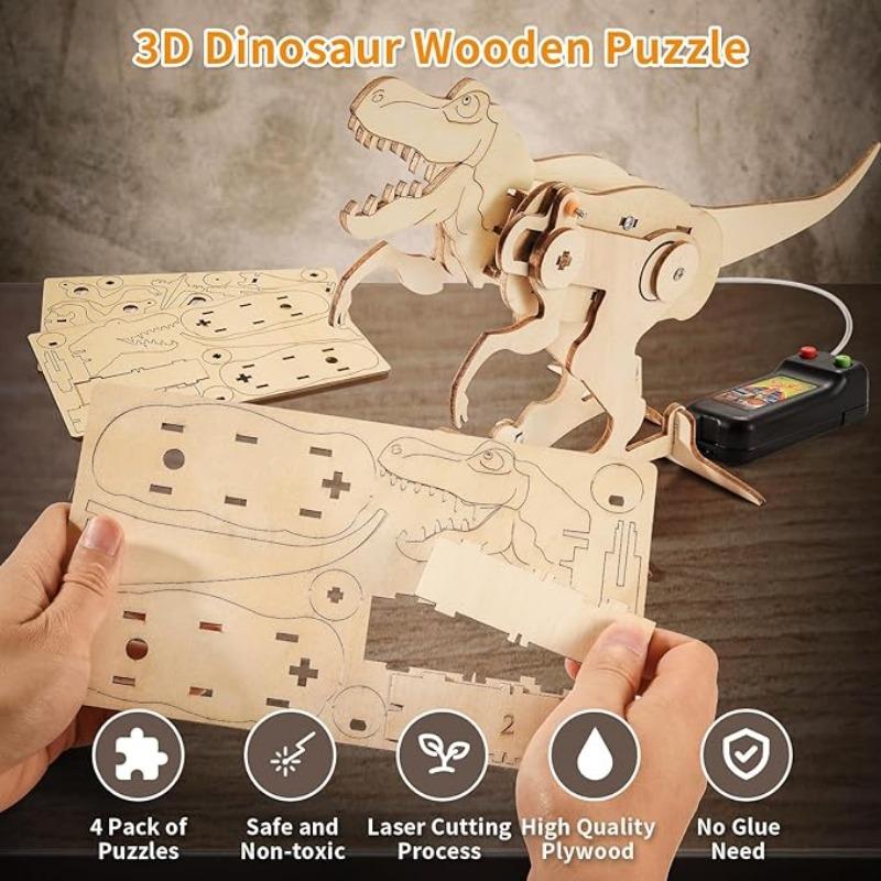 1/4 шт. Динозавр STEM Игрушки Для Детей 3D Деревянная Модель Игры Модель Робота Набор Для Сборки DIY Образовательный Научный Строительство STEM Проекты Подарок