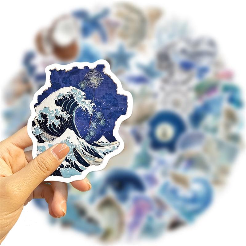 10/30/50PCS Silver Blue Sea PVC Sticker Aesthetic Decoration Scrapbooking Korean Stationery Hand Accounting Supplies