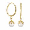 Миниатюрные аутентичные серьги-кольца из 10-каратного желтого золота с белым круглым пресноводным культивированным жемчугом в форме капли, для женщин-подростков, камень июня 4,5 мм