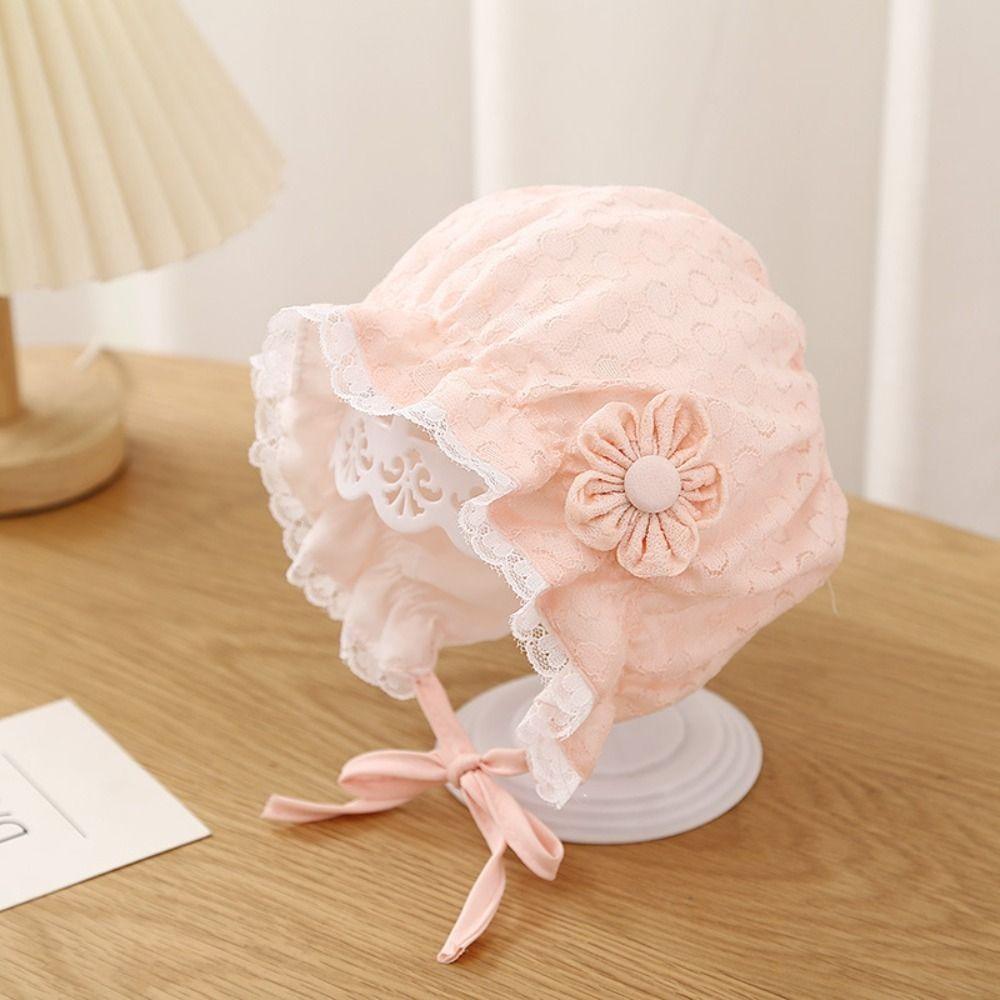 Lace Baby Bow Fisherman Hat Breathable Lace Up Cap New Baby Bonnet Hat