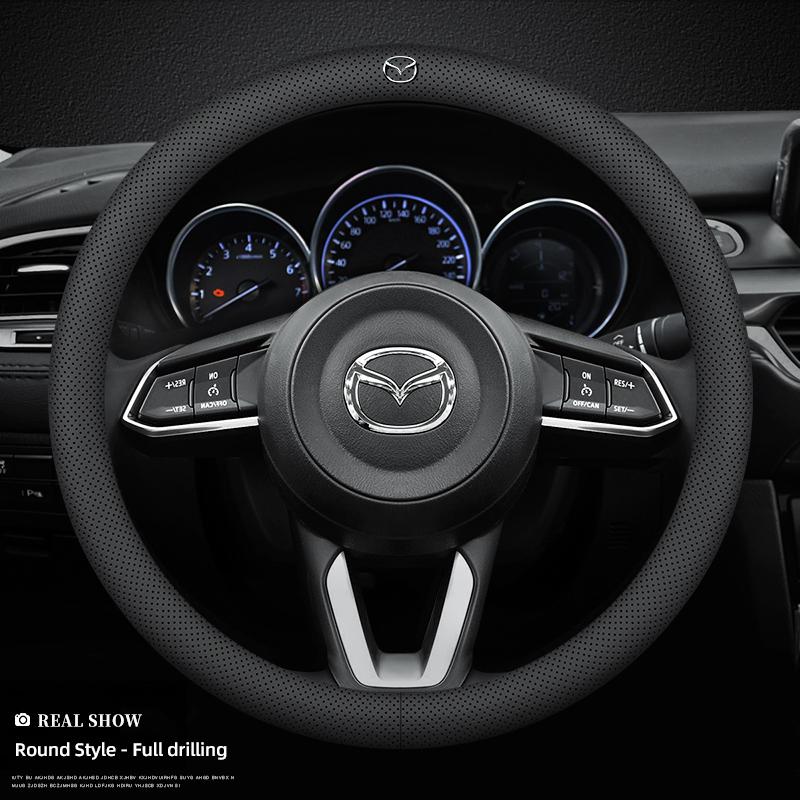 AAET1 38cm Nappa Leather Anti Slip Car Steering Wheel Cover For Mazda Speed 2 3 5 6 Atenza CX80 CX70 CX90 CX3 CX5 CX8 MX30 CX60 CX30