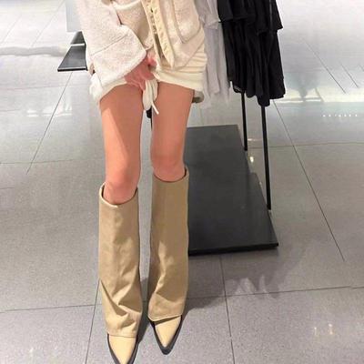 Стильные винтажные ботфорты на массивном каблуке в западном ковбойском стиле