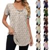 Женская модная повседневная футболка с v-образным вырезом и цветочным принтом на пуговицах и коротким рукавом, топ