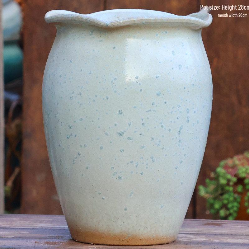 Большой Ручной Глиняный Керамический Цветочный Горшок – Дышащий Высокий Горшок для Суккулентов, Бугенвиллии, Стрелиции, Горшок из Фиолетовой Глины