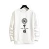 Mens Loose Fit Round Neck Sweatshirt Chinese Print Fleece Lined Casual Winter Top Teens