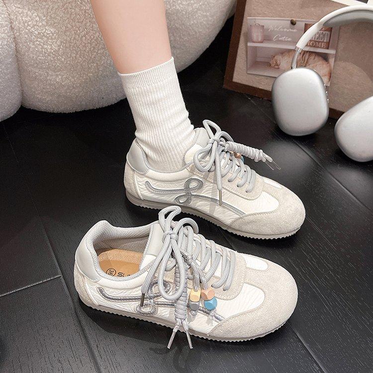 Ретро синие немецкие тренировочные туфли с внутренней платформой для увеличения роста женские 2025 новая весна универсальные туфли в стиле Форреста Гампа на плоской подошве повседневные спортивные туфли