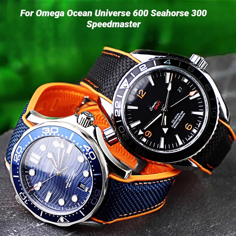 Для Omega Seamaster 300 Observatory Ocean Universe 600 Нейлон Резина Силикон Мужской Ремешок для часов 20мм 21мм 22мм Ремешок Браслет для часов